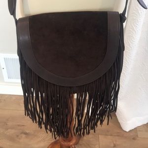 Frye brown fringe boho cross body bag
